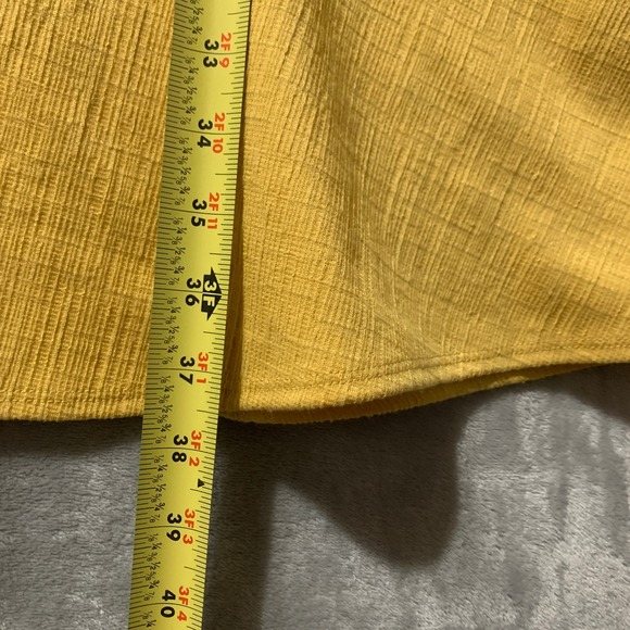 Enfocus Studio Yellow Sleeveless Sheath Dress Size 12 Flared Bottom Gold Buttons - Picture 15 of 15